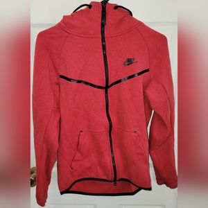Nike Red Full Zip Hooded Sweatshirt Size Small